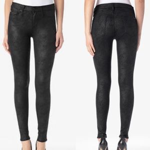 Hudson Midrise Nico Super Skinny Crackled Black Echo Jeans Sz 24 Made in USA